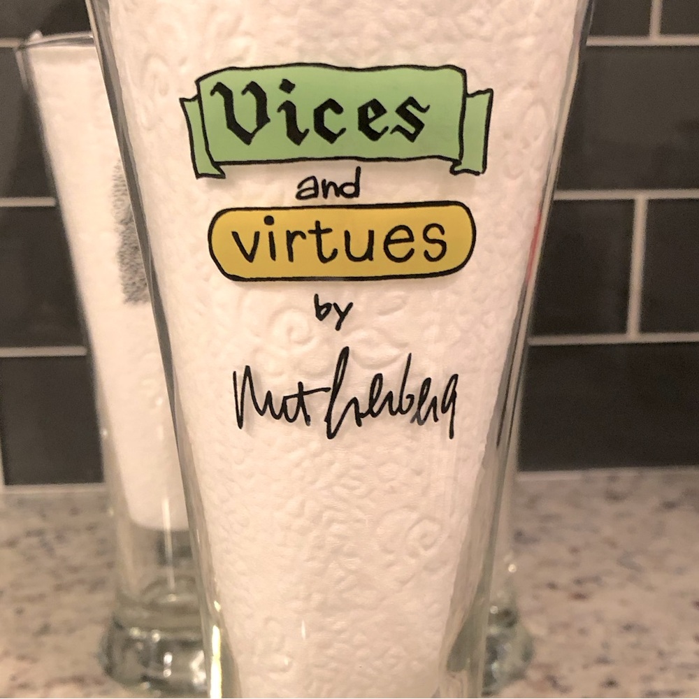 Vices & Virtues Saints & Sinners MCM Beer Pub Bar Glasses 8 Set Mort Gerberg Art